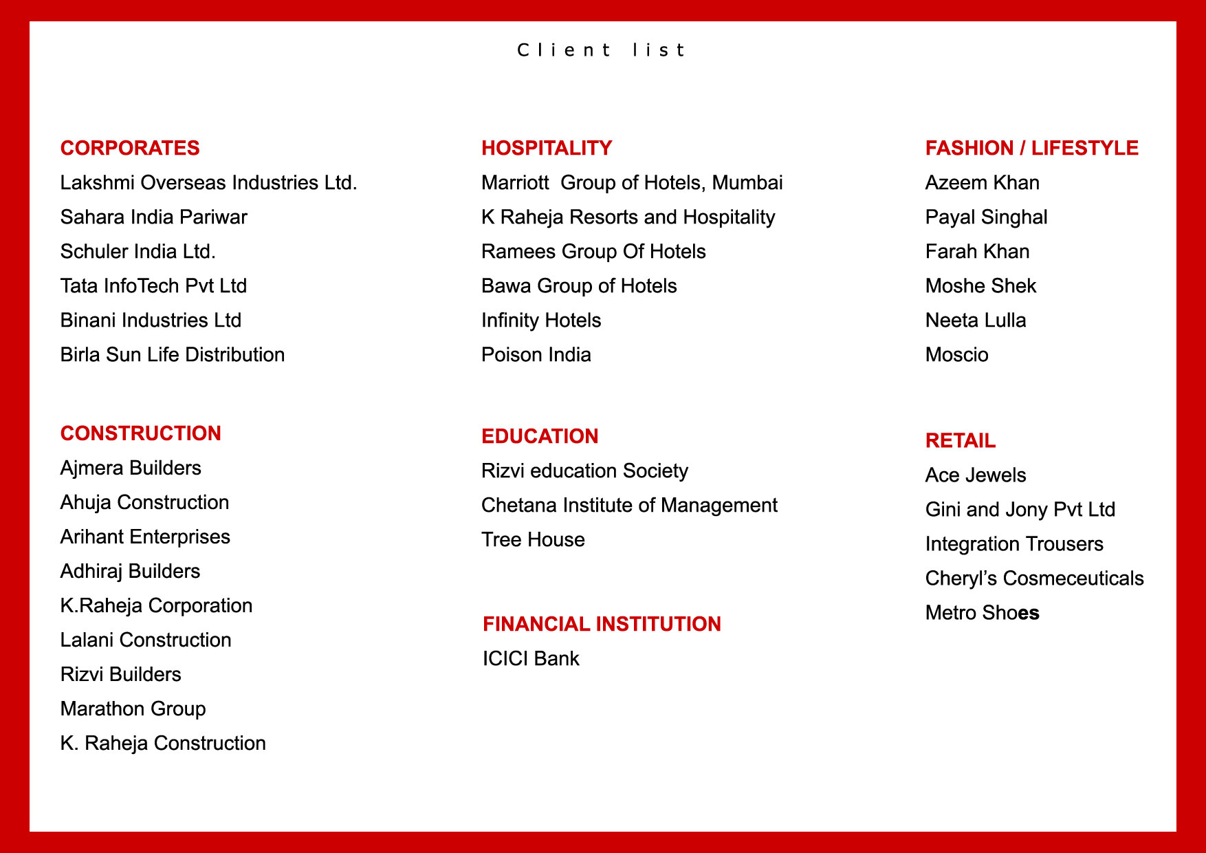 Studio client roster · plate